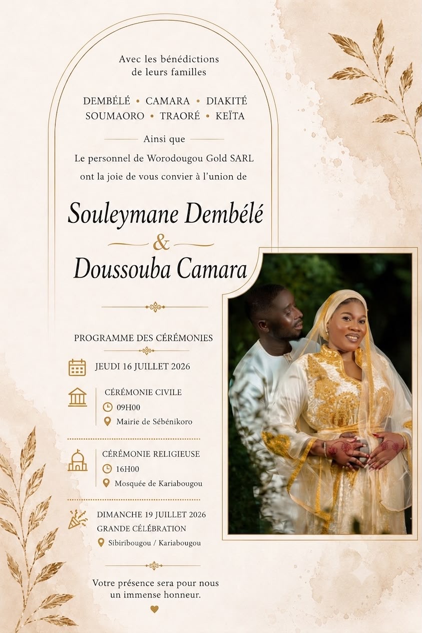 Invitation de mariage Souleymane et Doussouba